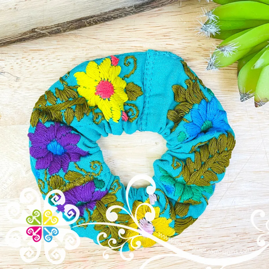 Embroider Flower Scrunchies