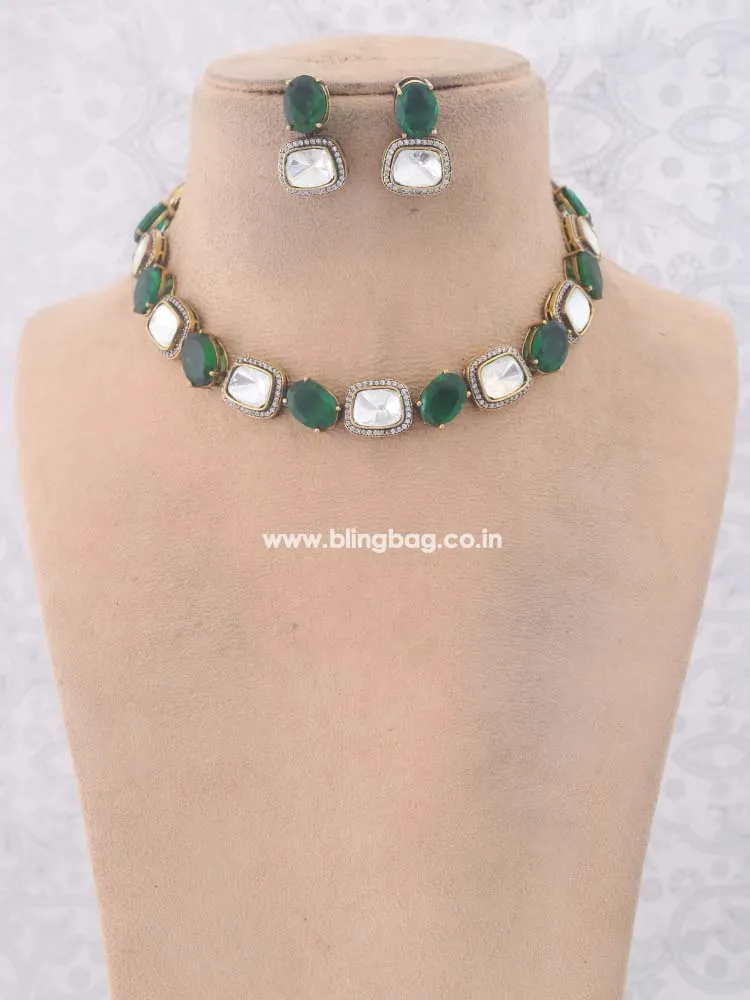 Emerald Aahana Zirconia Jewellery Set