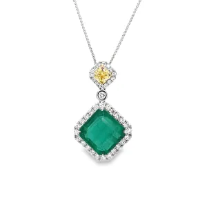 Emerald and Yellow Diamond Pendant