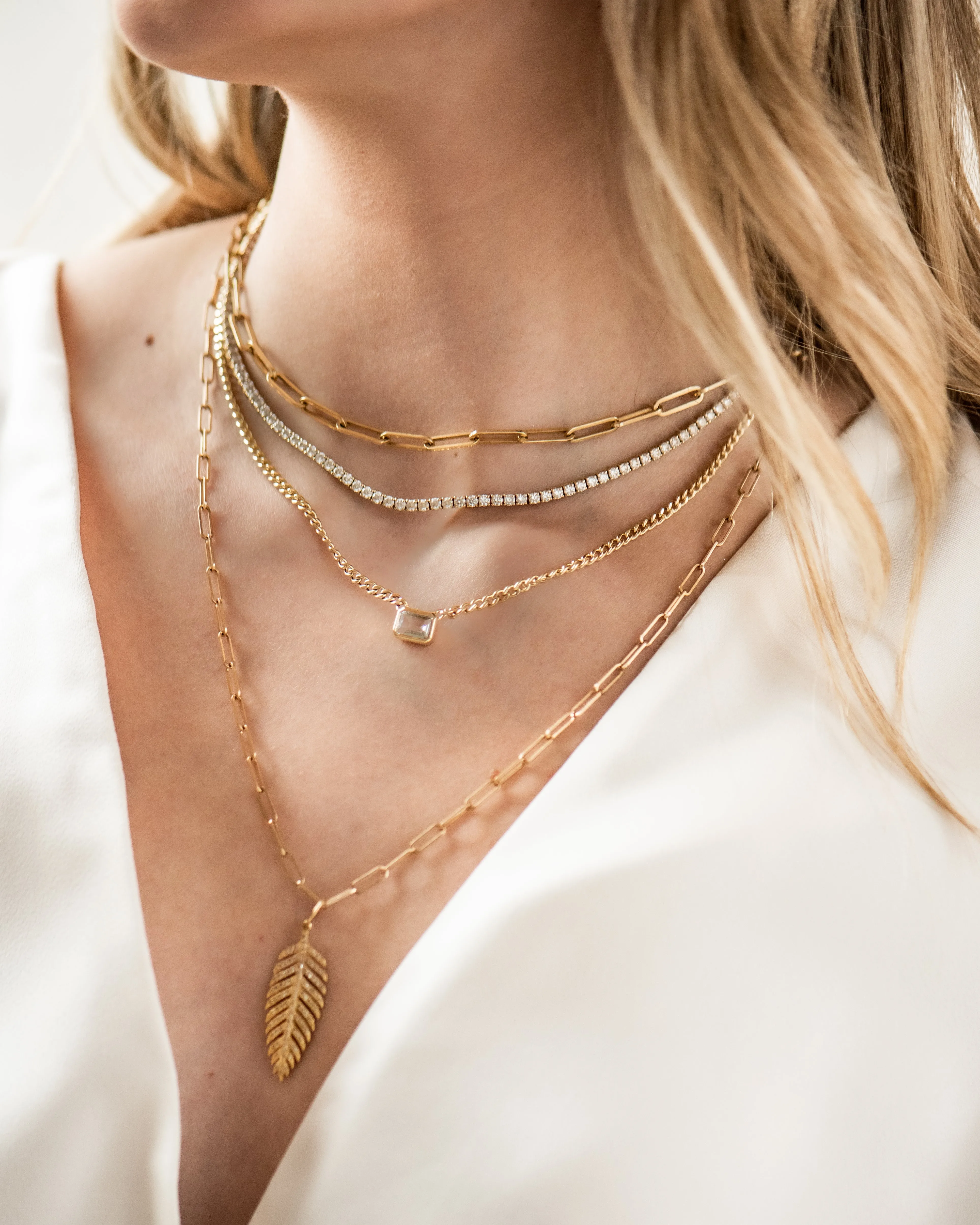 EMERALD CUT TOPAZ NECKLACE WITH CUBAN CHAIN