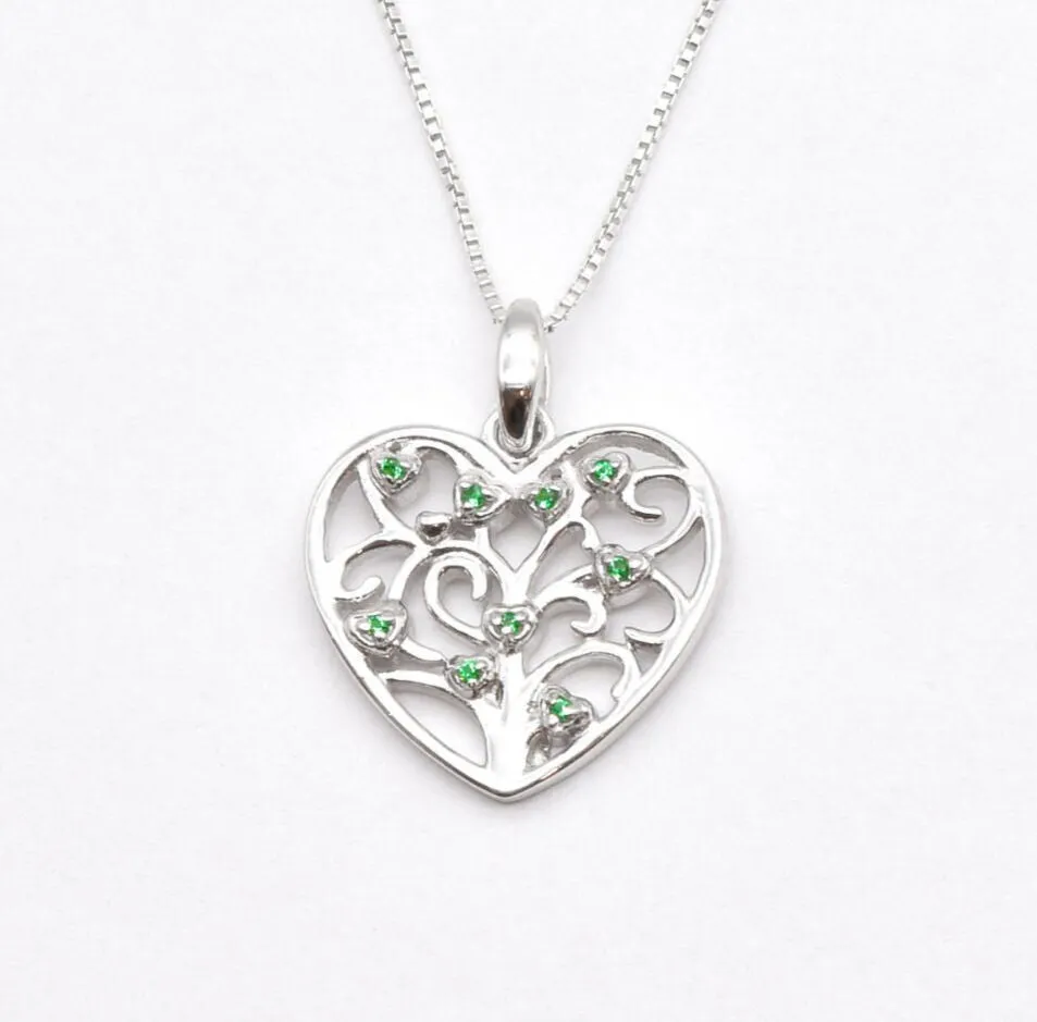 Emerald Heart Necklace - Statement Heart Pendant - Filigree Heart Necklace