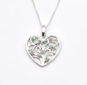 Emerald Heart Necklace - Statement Heart Pendant - Filigree Heart Necklace