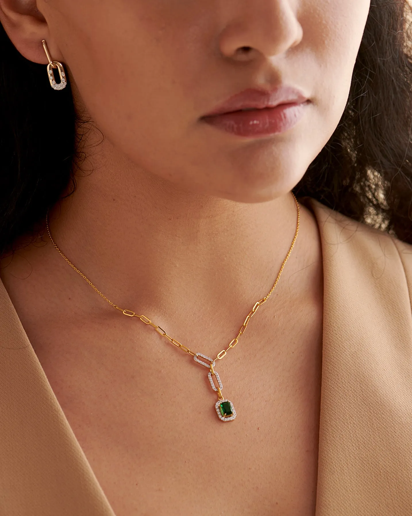 Emerald Lariat Necklace