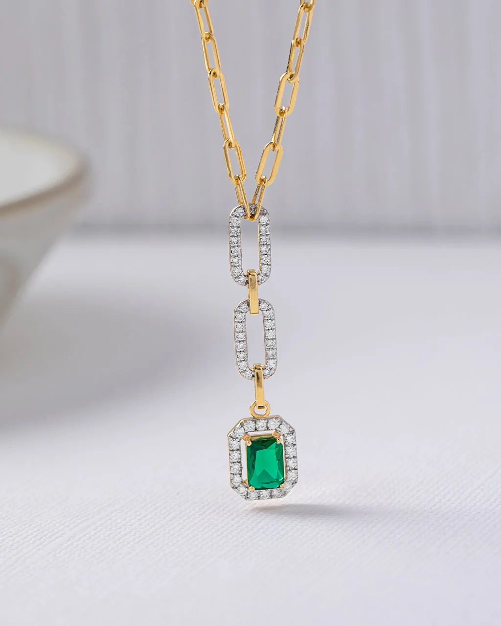 Emerald Lariat Necklace