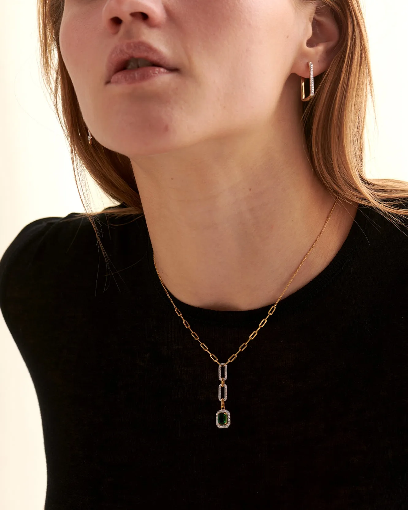 Emerald Lariat Necklace