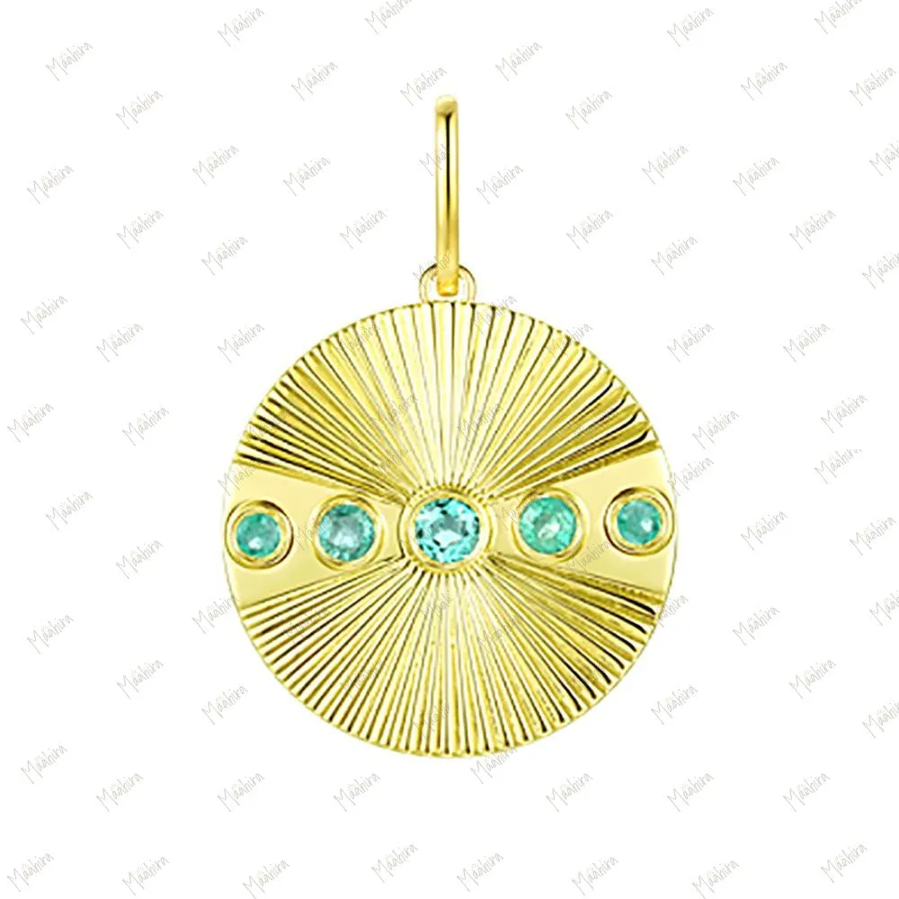 Emerald Rays Disc Pendant 18mm