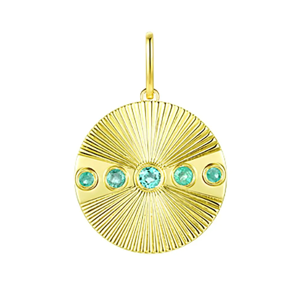 Emerald Rays Disc Pendant 18mm