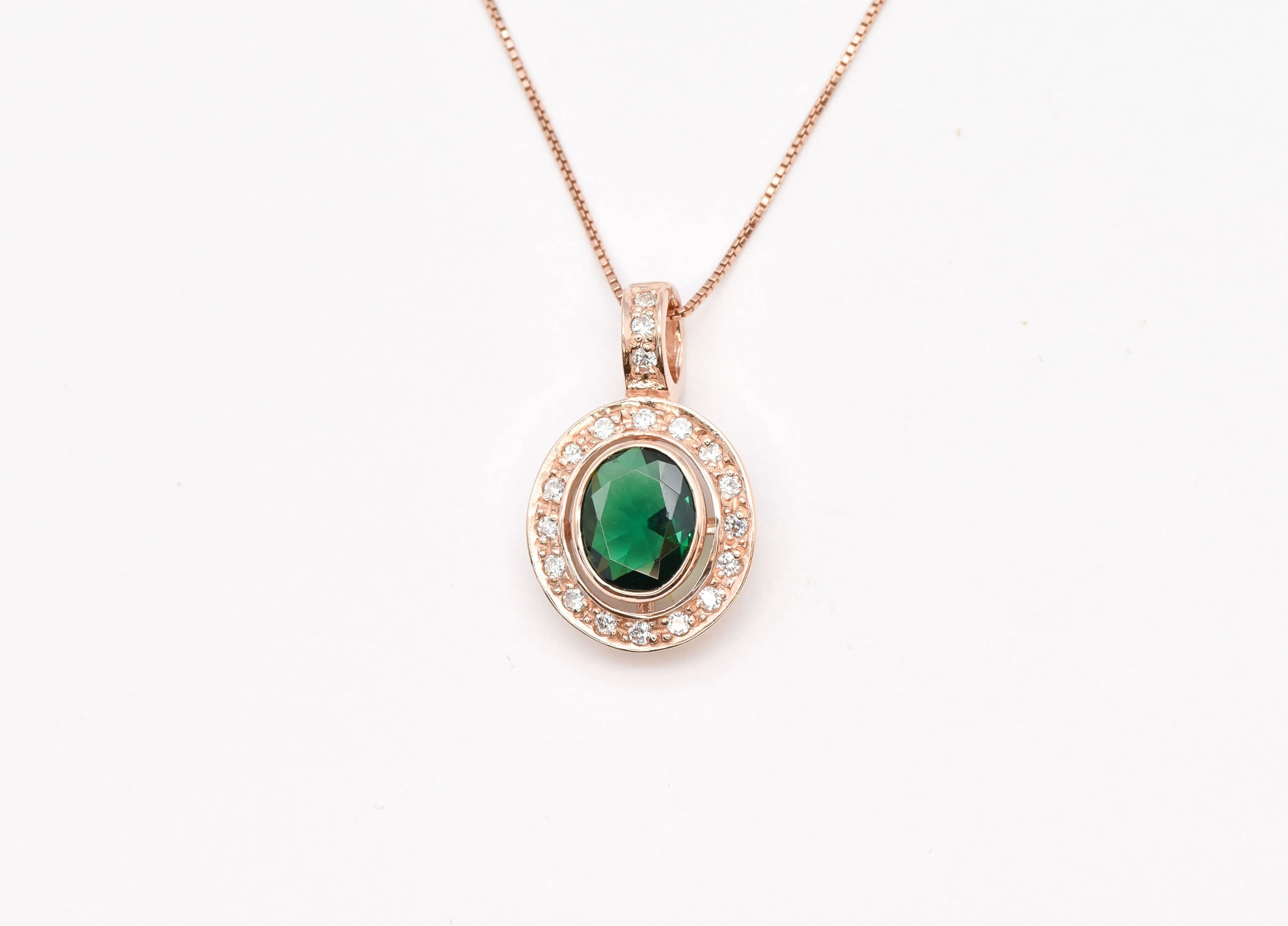 Emerald Victorian Necklace - Rose Gold Emerald Pendant - Vintage Emerald Necklace