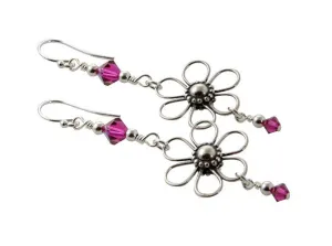 Enchanting Pink Floral Crystal Earrings