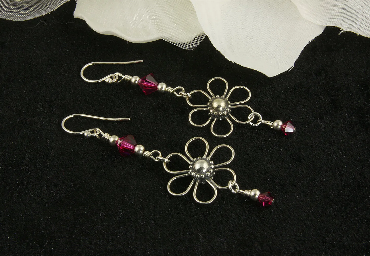 Enchanting Pink Floral Crystal Earrings