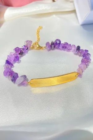 Engravable Amethyst Chip Esclava Bracelet©
