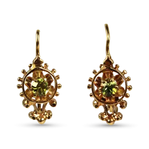 Estate 14k Yellow Gold Peridot Drop Earrings