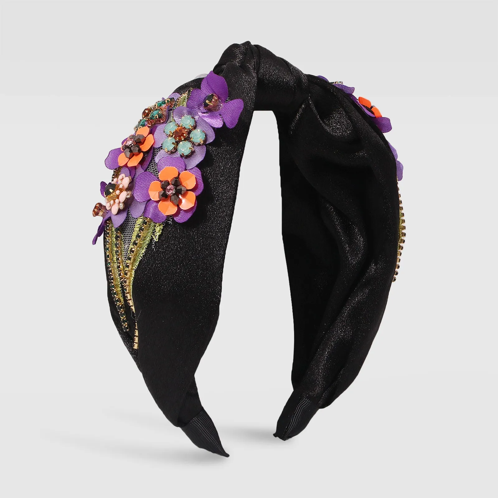 F2801 Topknot Spring Blossom Floral Embellished Wide Headband