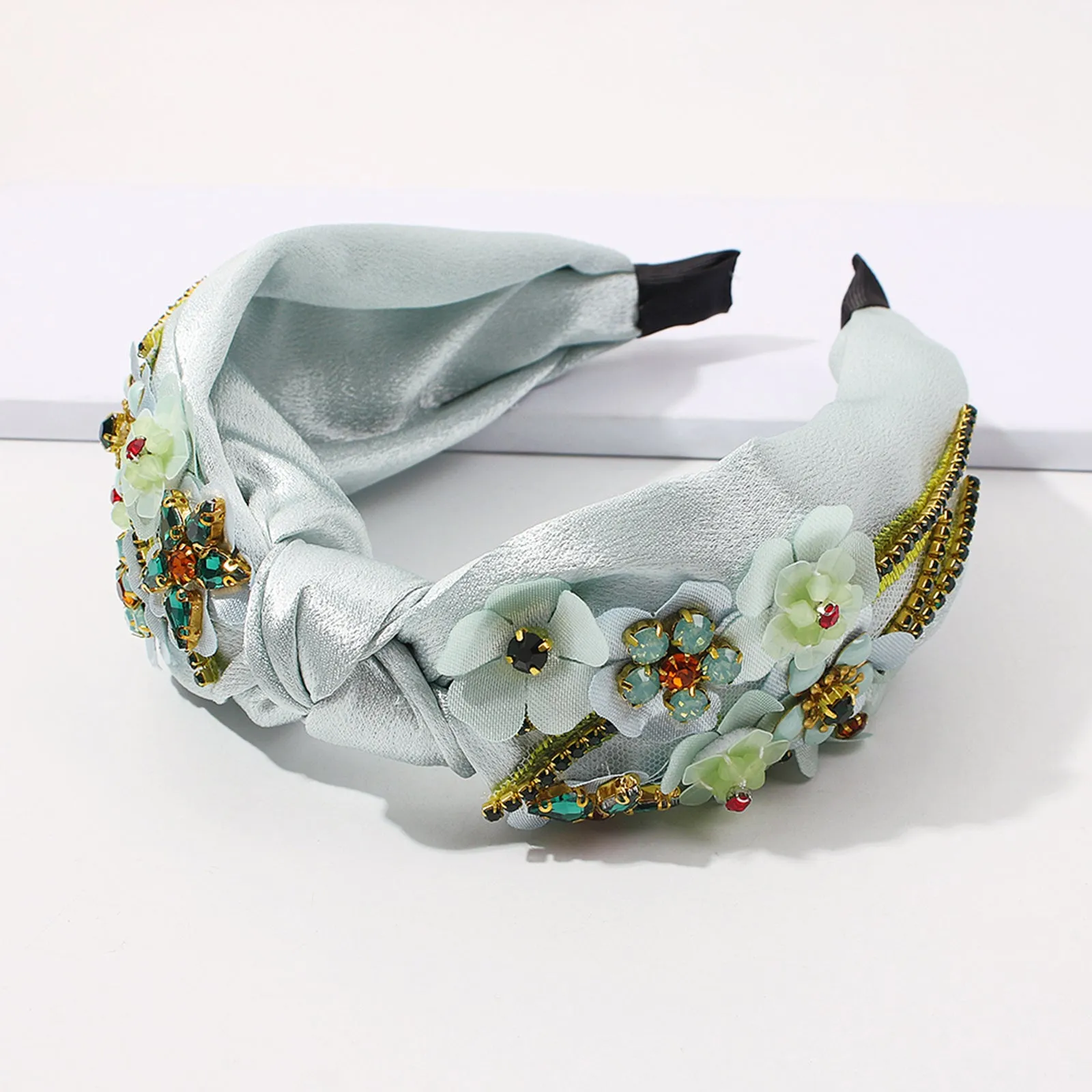 F2801 Topknot Spring Blossom Floral Embellished Wide Headband