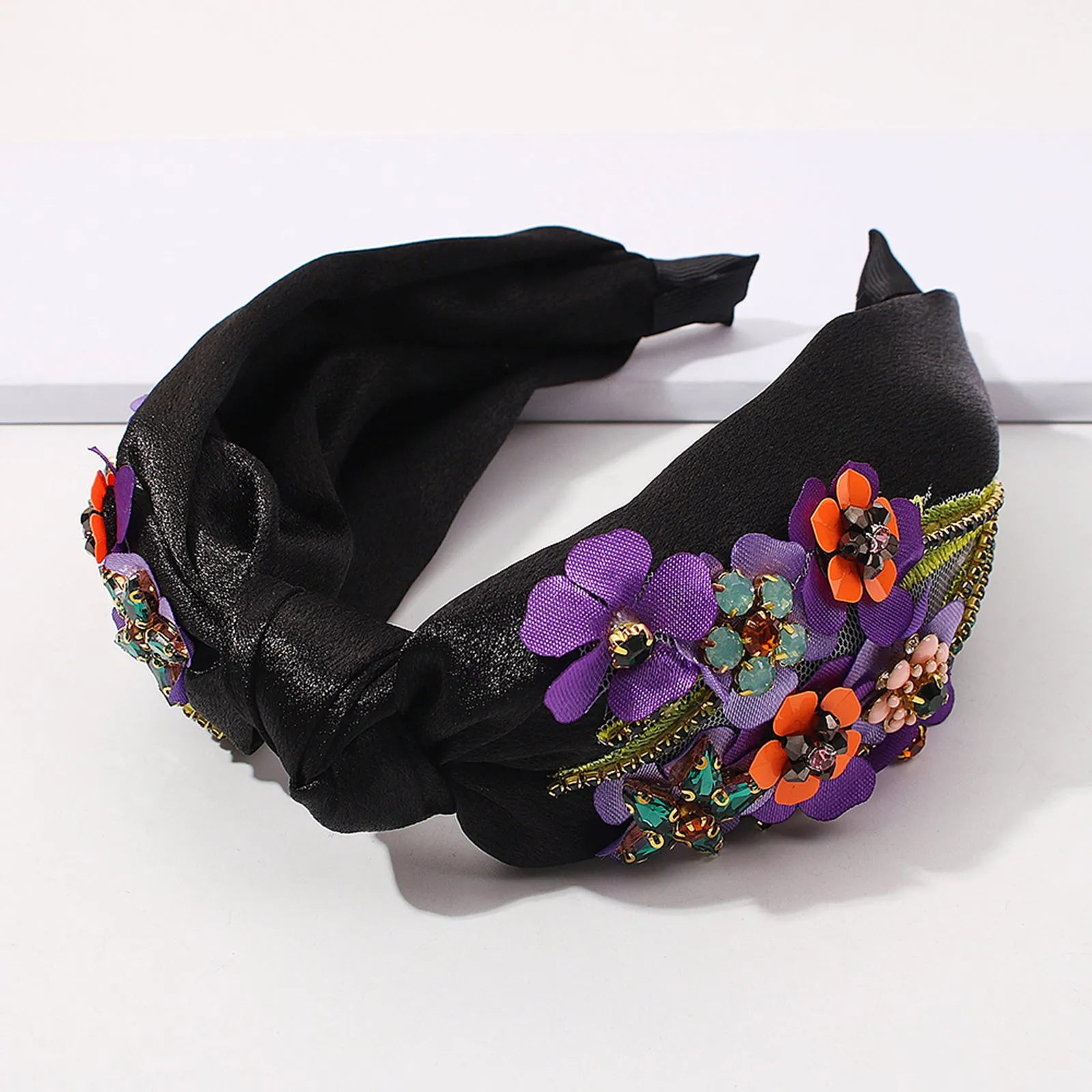 F2801 Topknot Spring Blossom Floral Embellished Wide Headband