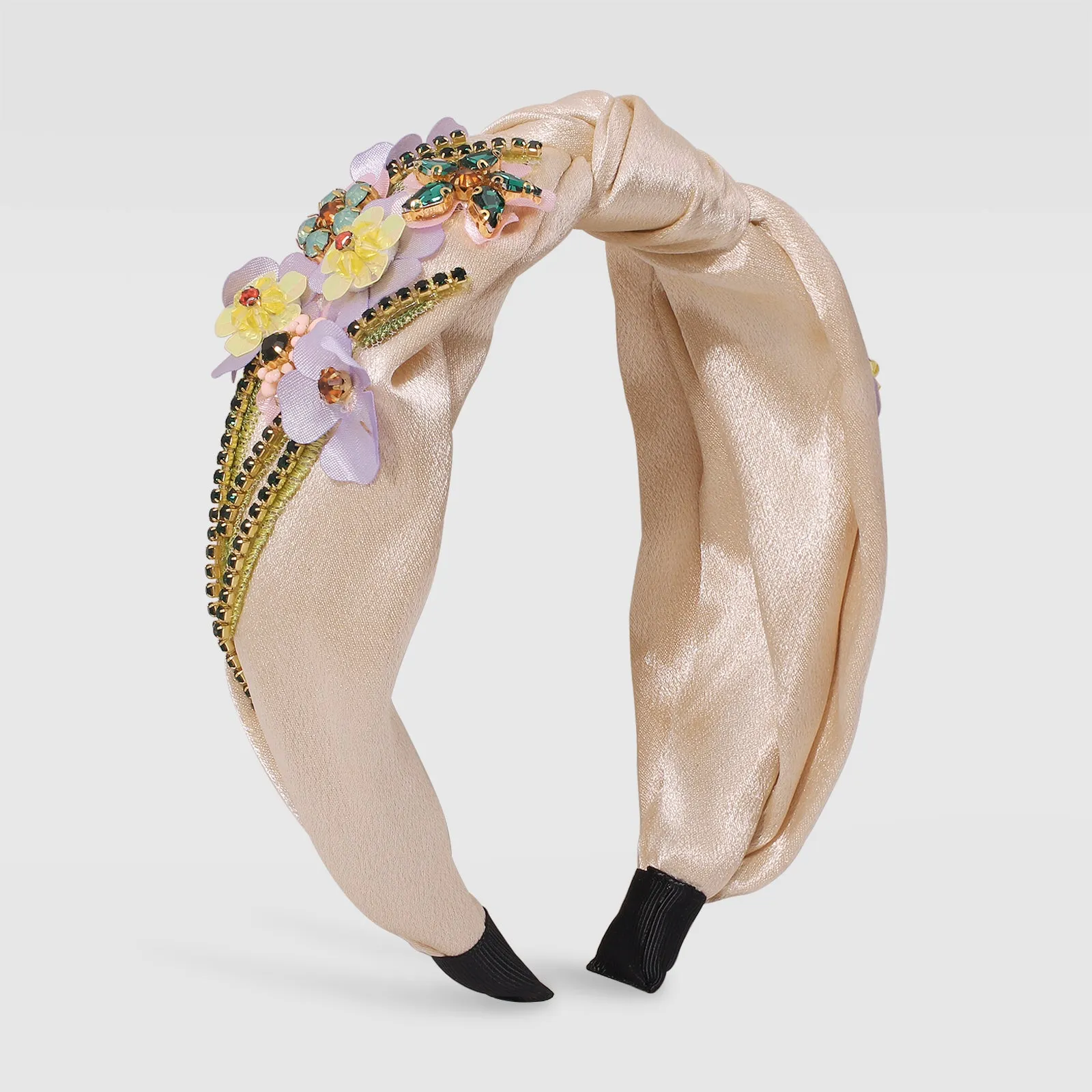 F2801 Topknot Spring Blossom Floral Embellished Wide Headband