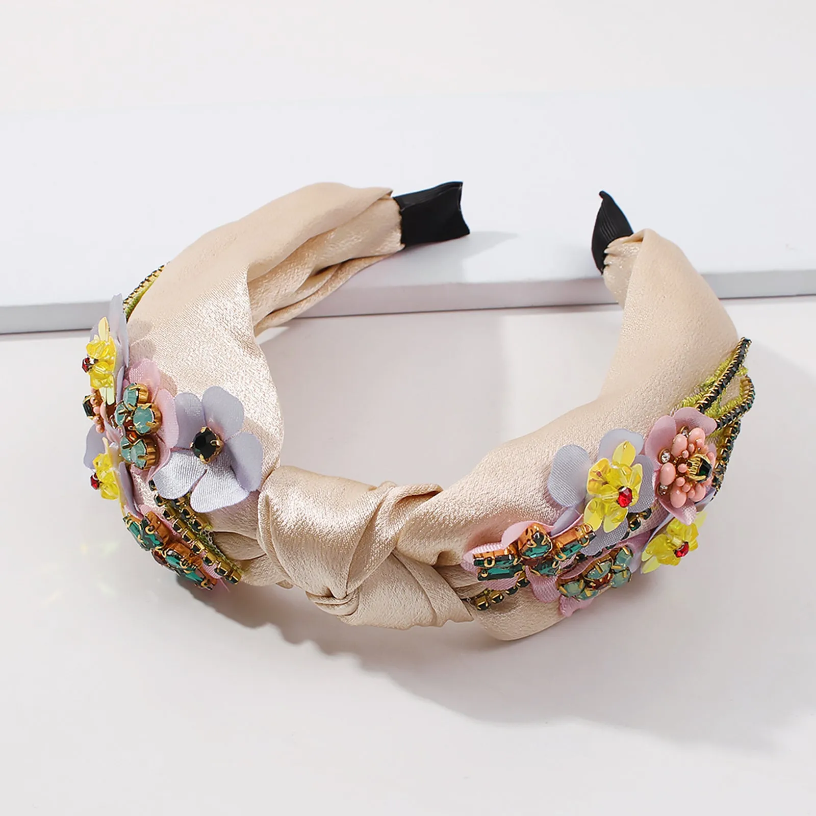 F2801 Topknot Spring Blossom Floral Embellished Wide Headband
