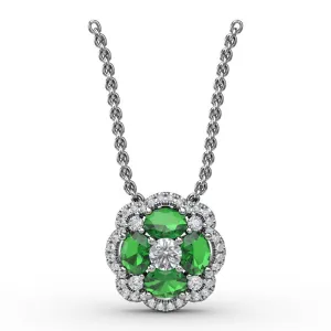 FANA Emerald and Diamond Cluster Pendant P1574E