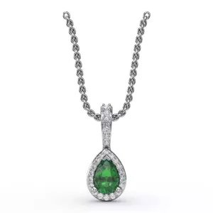 Fana Emerald and Diamond Pendant in 14K White Gold