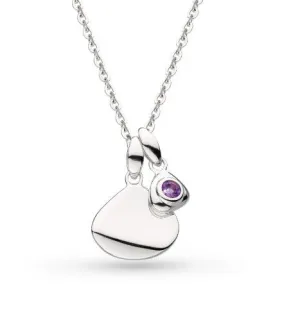 February Birthstone Amethyst tag necklace-Free Engraving