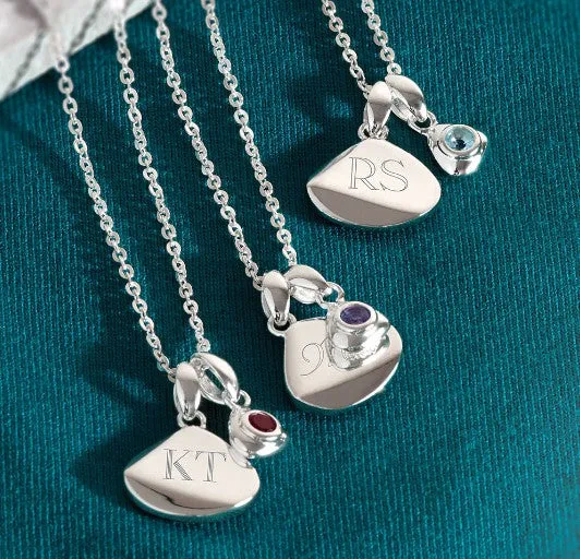 February Birthstone Amethyst tag necklace-Free Engraving