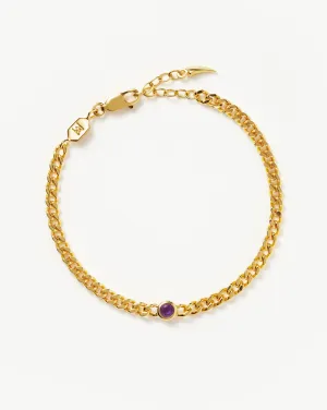 February Birthstone Chain Bracelet | 18k Gold Plated Vermeil/Amethyst