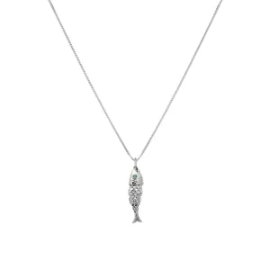 Fish Necklace | Emerald & Silver
