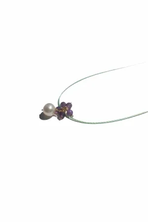 Flower Necklace with Amethyst