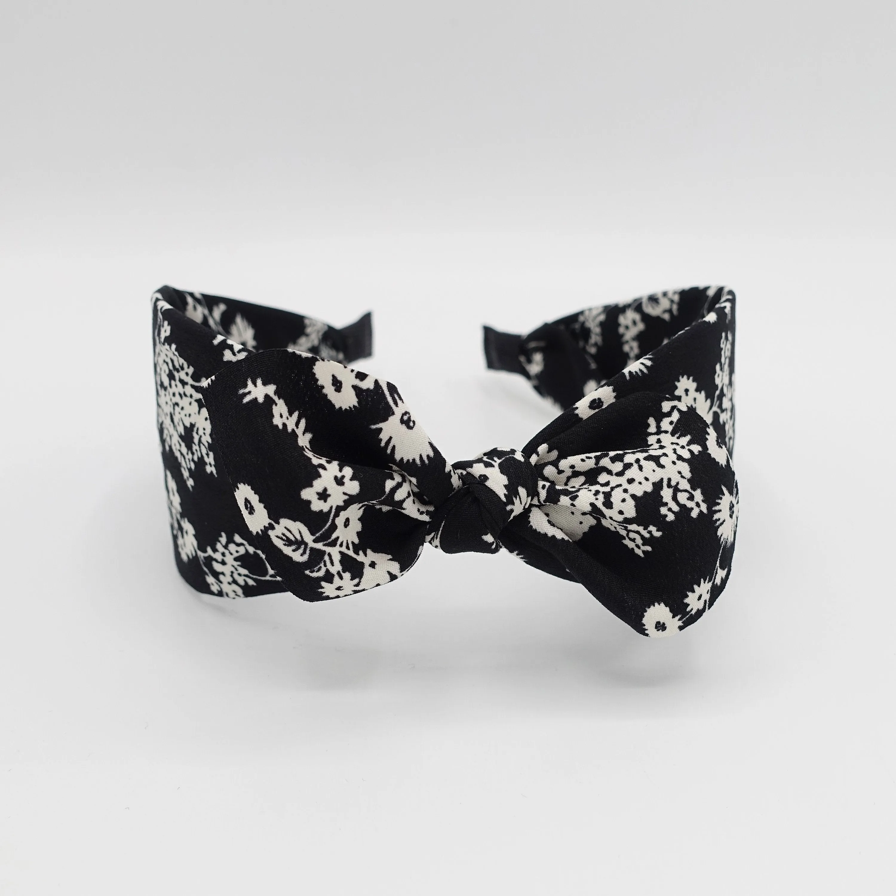flower stem print headband bow knot floral hairband for women