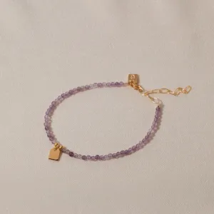 Galore Bracelet Birthstone February Amethyst & Tag | Gold