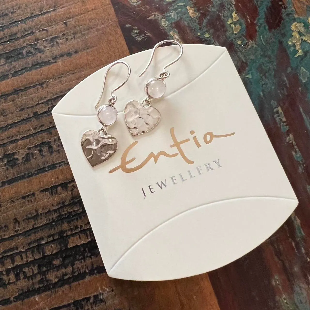 Gemstone Rose Quartz  925 Sterling Silver Earrings   Designed by Entia Jewellery