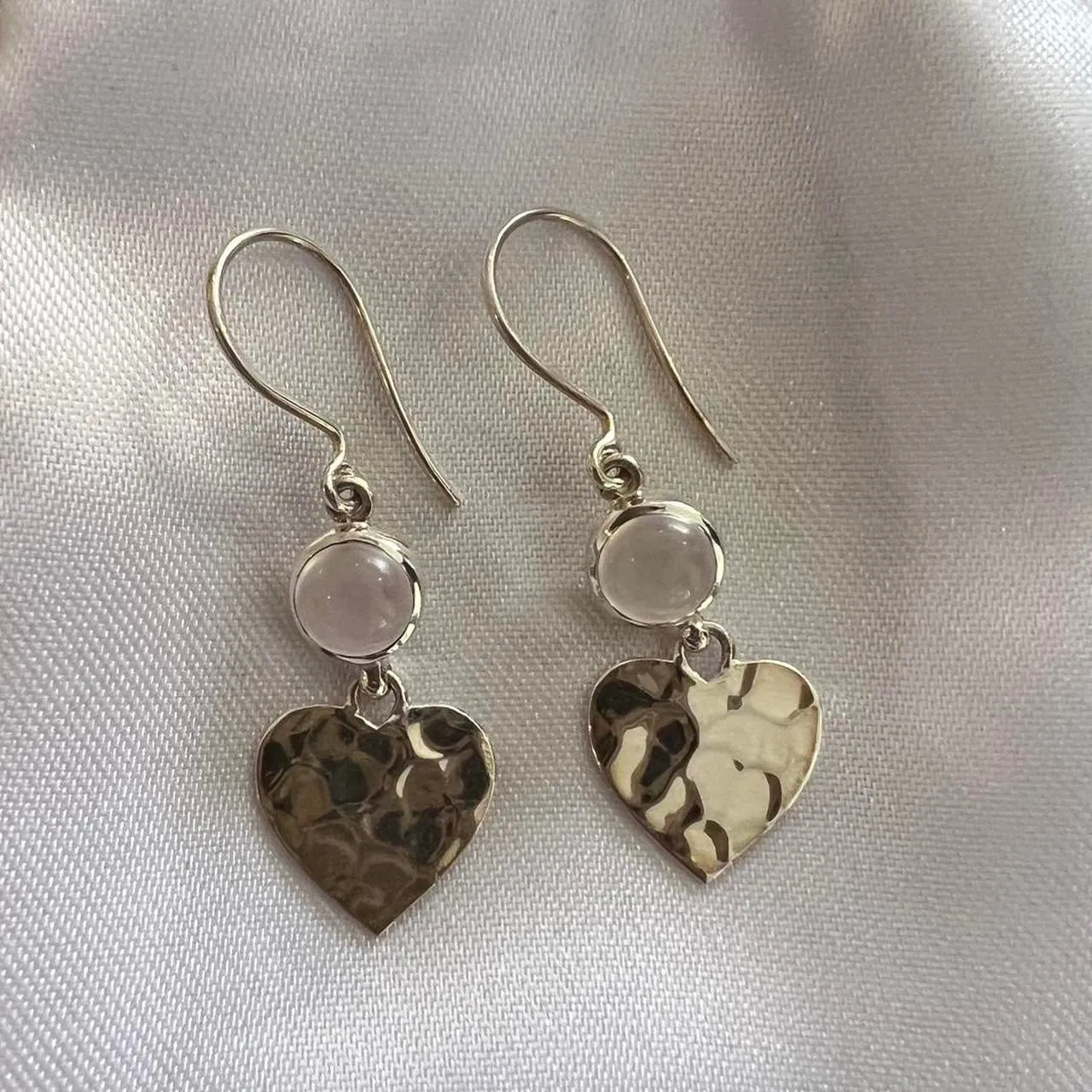 Gemstone Rose Quartz  925 Sterling Silver Earrings   Designed by Entia Jewellery