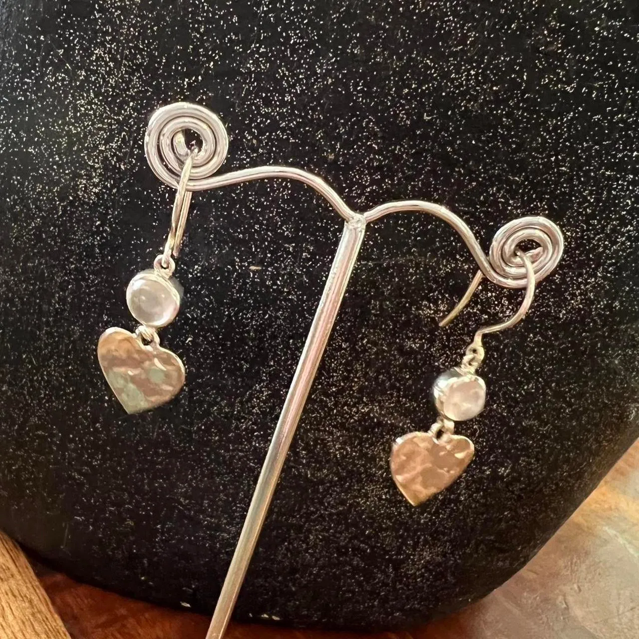 Gemstone Rose Quartz  925 Sterling Silver Earrings   Designed by Entia Jewellery