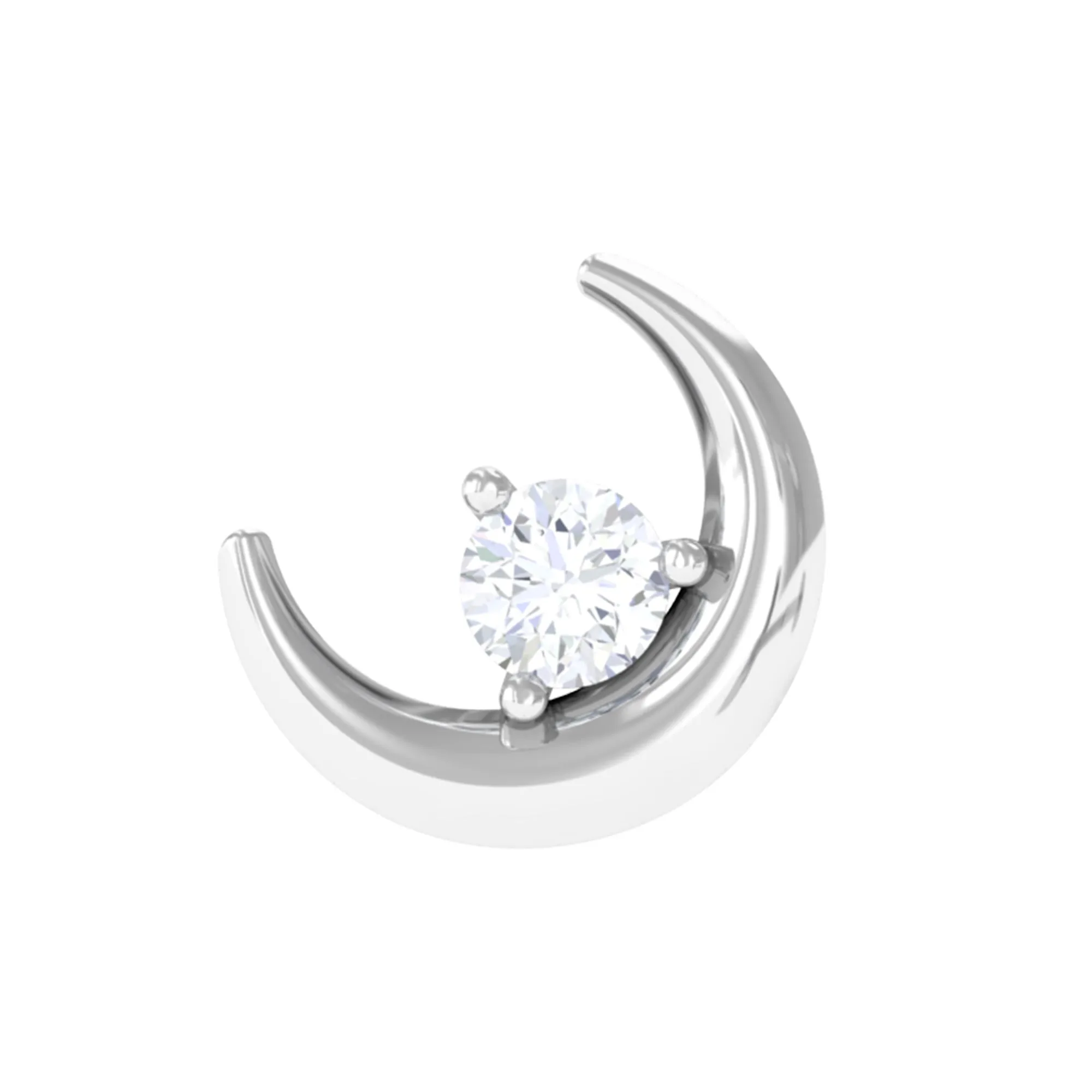 Genuine Diamond Crescent Moon Helix Earring