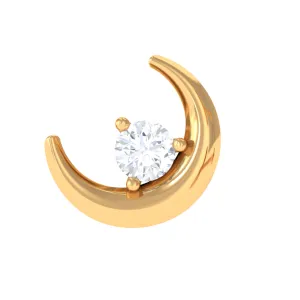 Genuine Diamond Crescent Moon Helix Earring