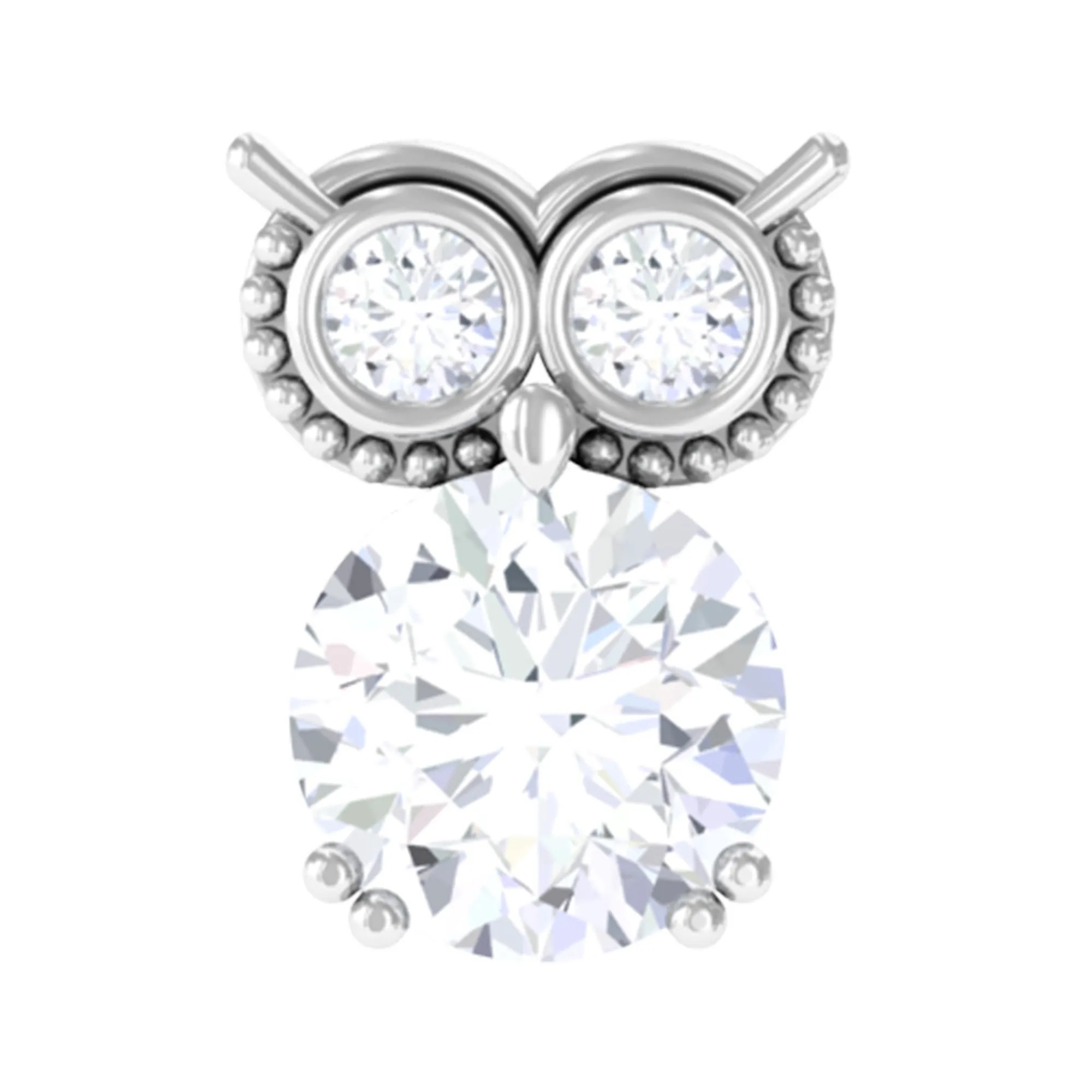 Genuine Diamond Owl Earring for Cartilage Piercing