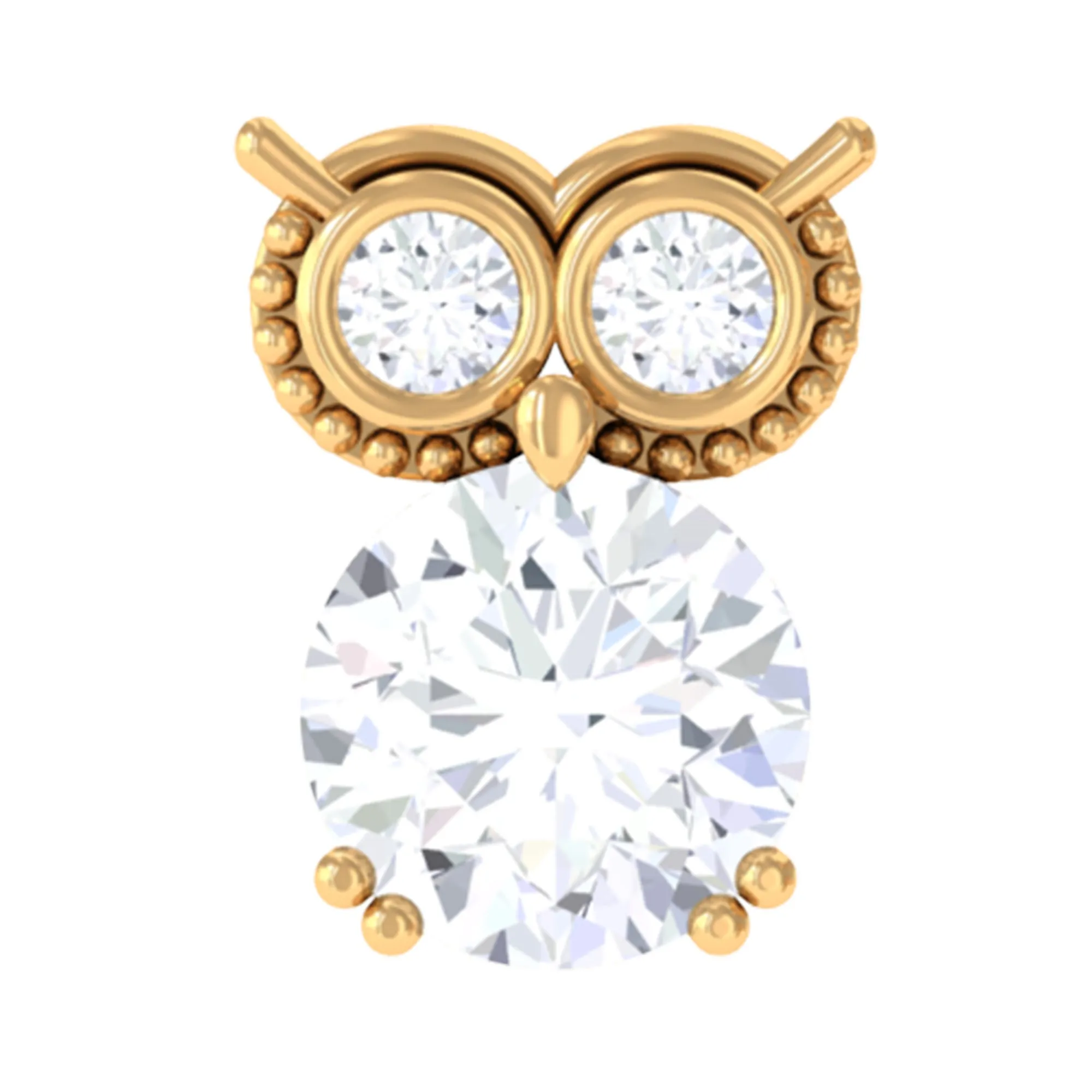Genuine Diamond Owl Earring for Cartilage Piercing