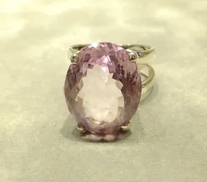 Genuine Pink Amethyst Gemstone Ring in Sterling Silver