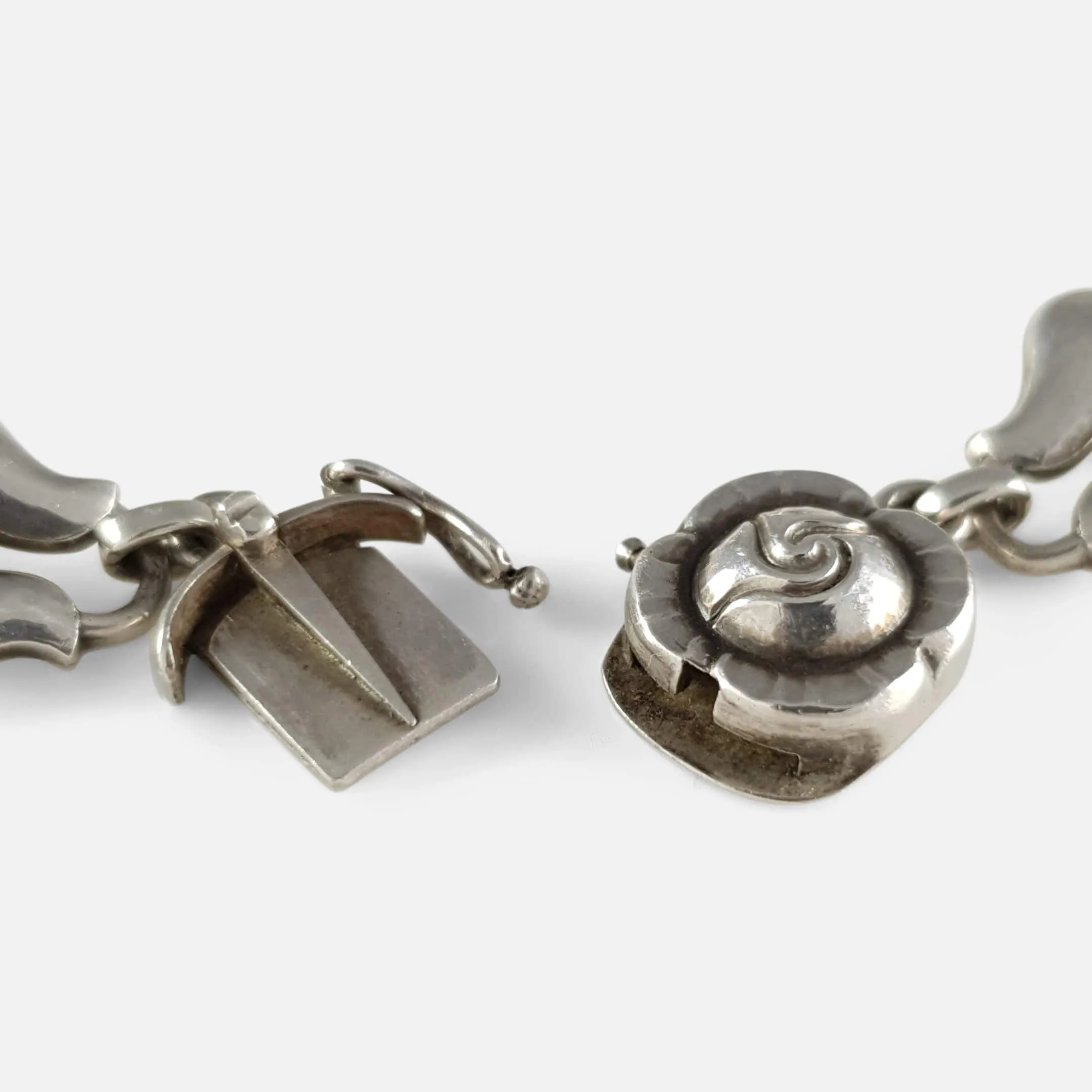 Georg Jensen Silver Amethyst Foliate Bracelet #18