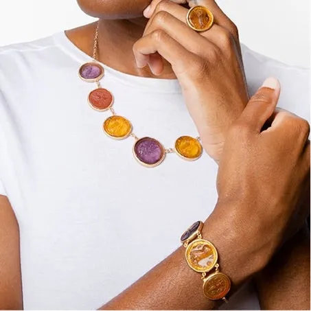 Glass Multi-Coin Motif Bracelet