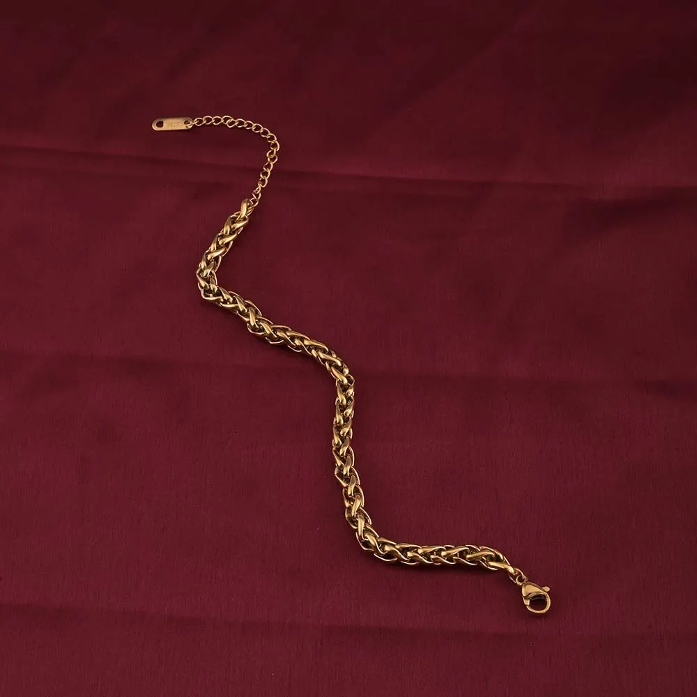 Gold Braided Chain Bracelet