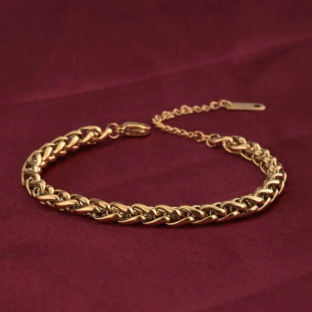 Gold Braided Chain Bracelet