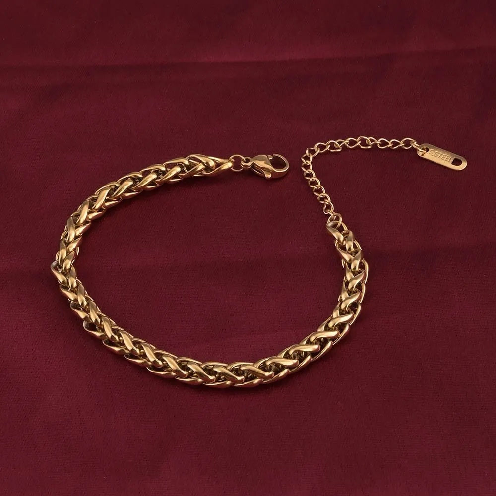 Gold Braided Chain Bracelet
