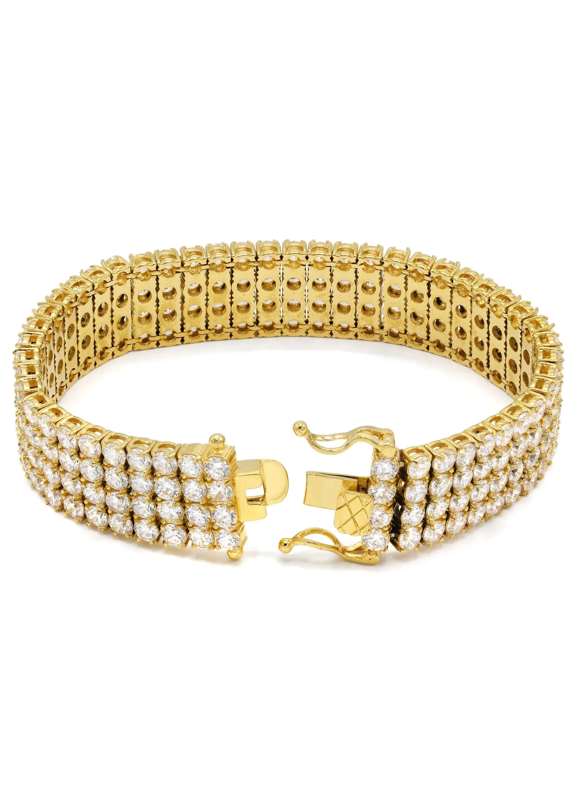 Gold Plated Four Row Tennis Bracelet