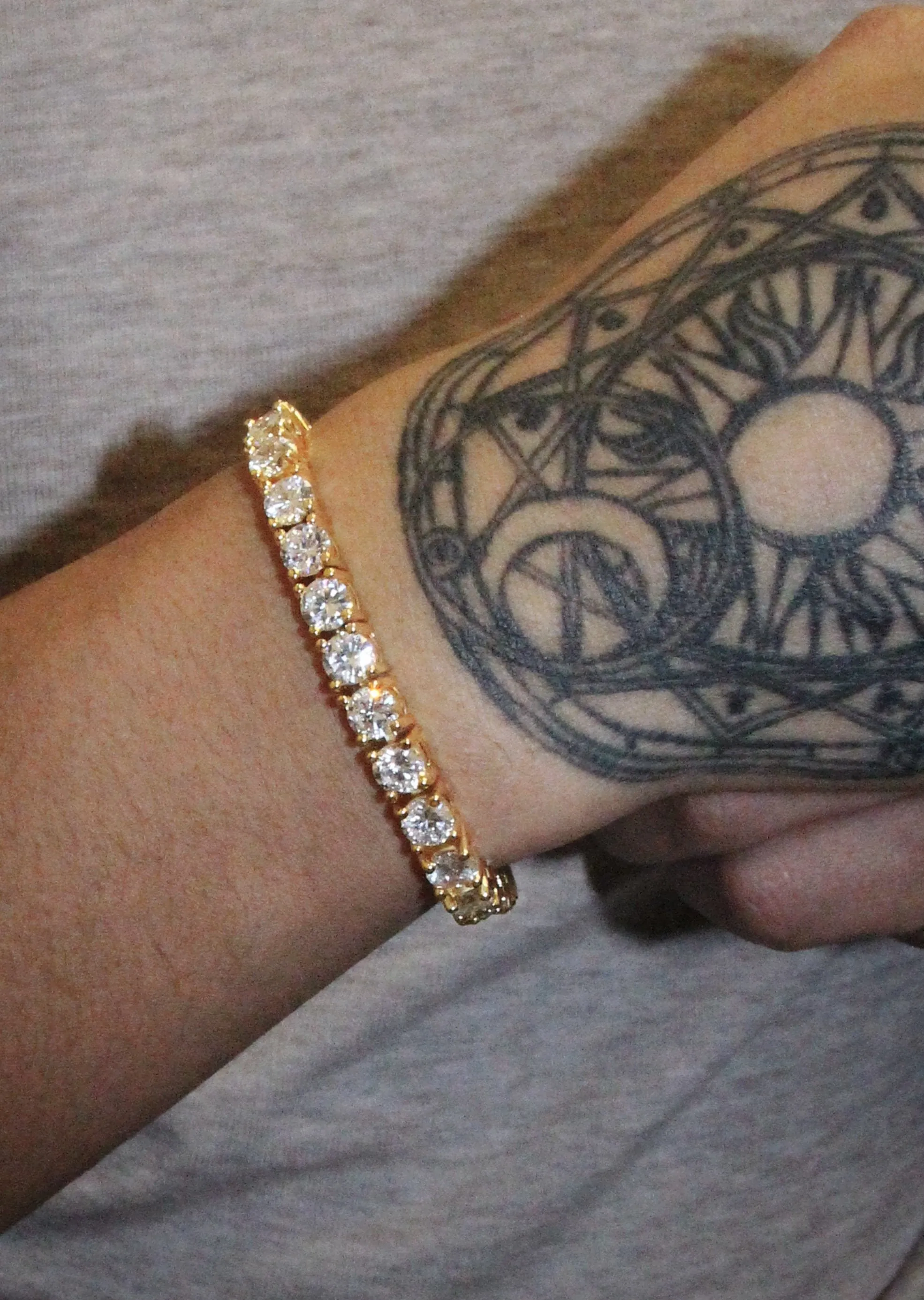 Gold Plated Mens Tennis Bracelet
