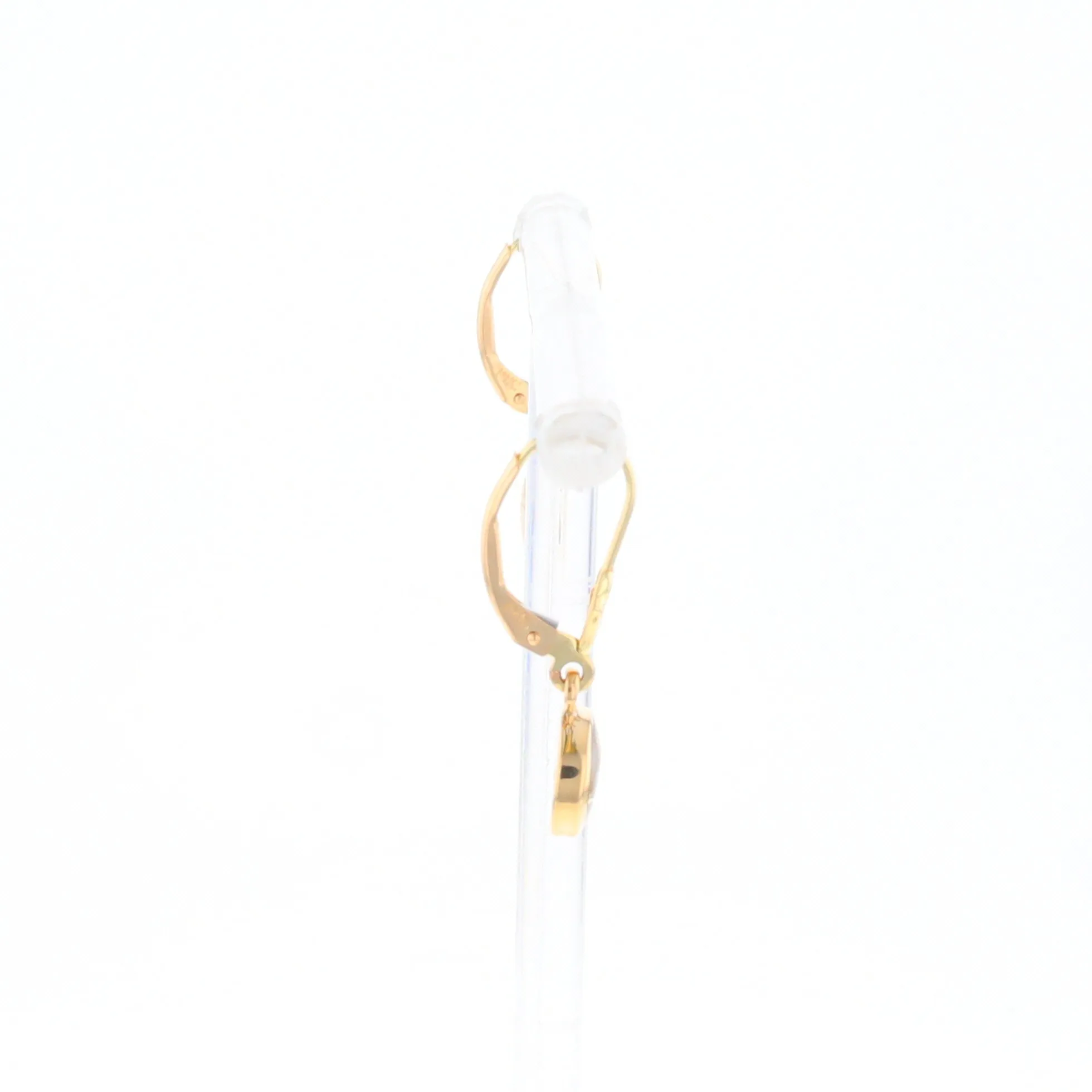 Gold Quartz Earrings Round Inlaid Design Lever Backs