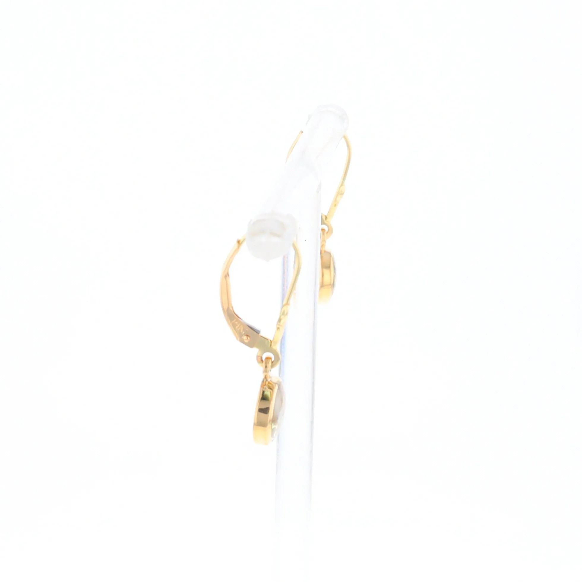 Gold Quartz Earrings Round Inlaid Design Lever Backs