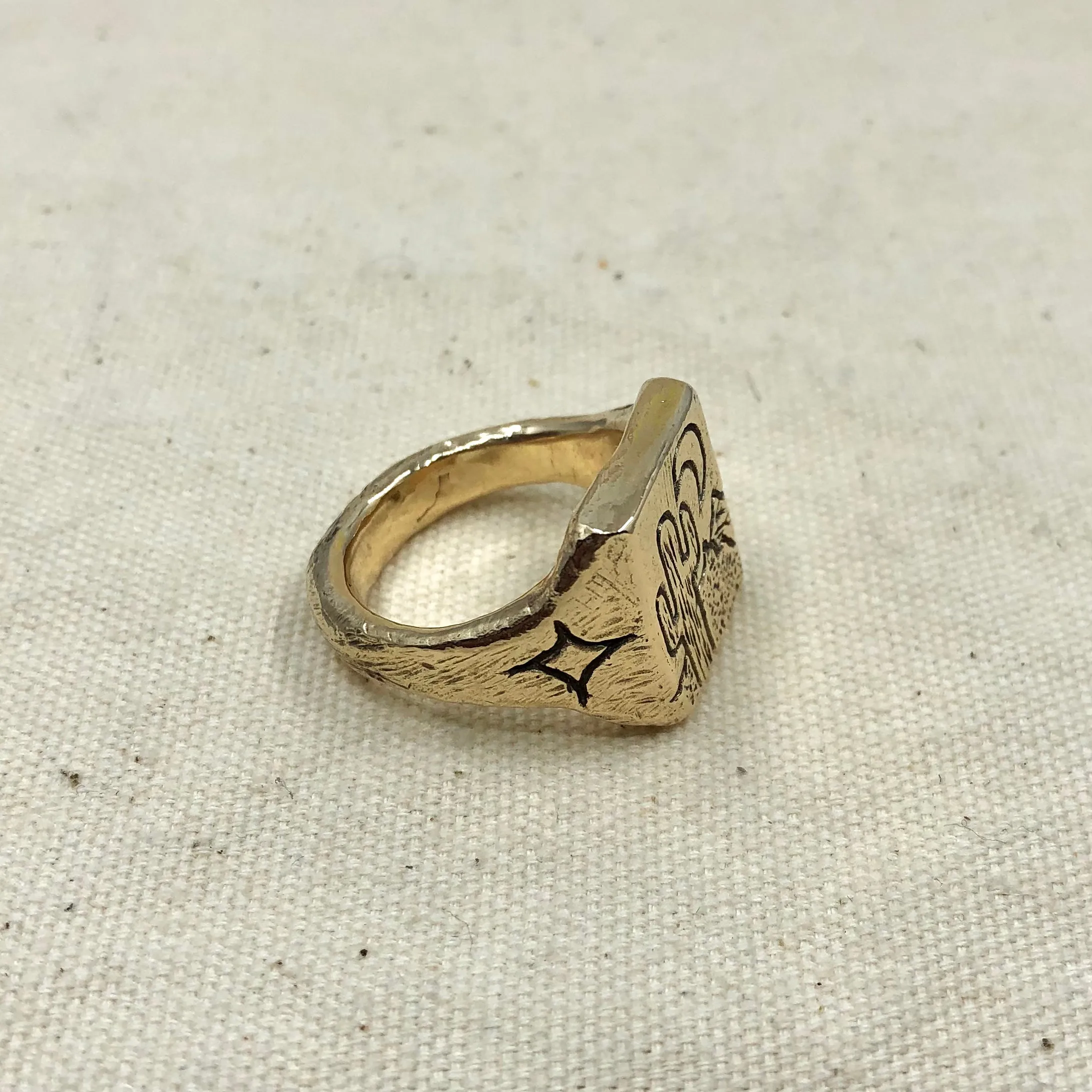 Gold Wild West Signet Ring