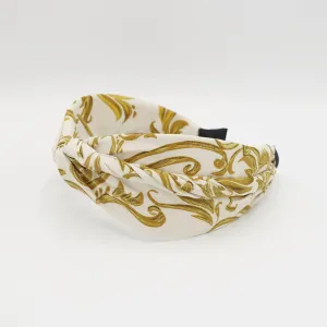 golden baroque print cross headband stylish hair accessory for women