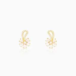Golden White Floral Damsel Earrings